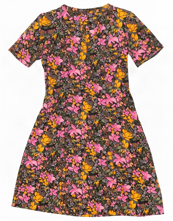 Vintage Womens A-Line Dress UK 12 Medium Multicoloured Floral
