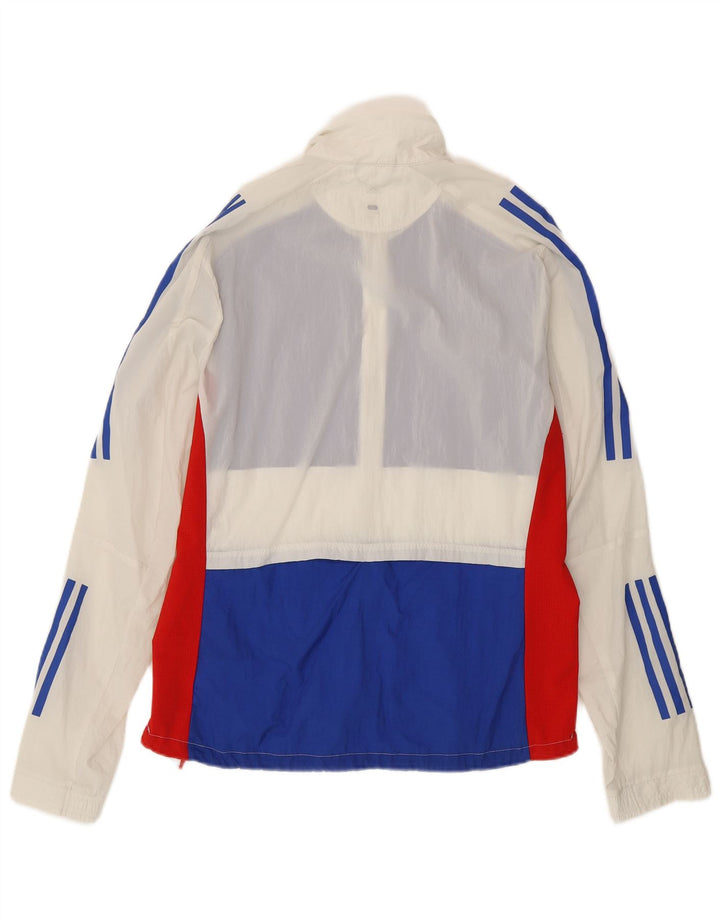 Jachetă de top pentru antrenament de alergare pentru bărbați Adidas, alb mediu, nailon color bloc
