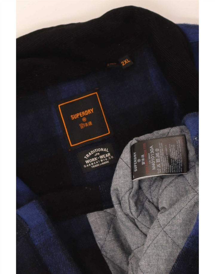 Jachetă Superdry pentru bărbați Marea Britanie 44 2XL Lână cu carouri bleumarin