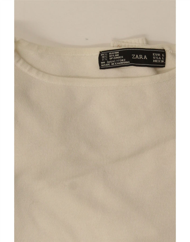 Crop Top pentru femei Zara cu mânecă lungă UK 14, mare, alb negru