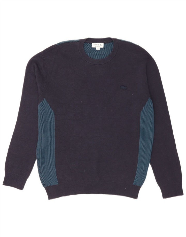 Pulover pentru bărbați Lacoste cu decolteu rotund, mărime 4, mediu, bleumarin, color block