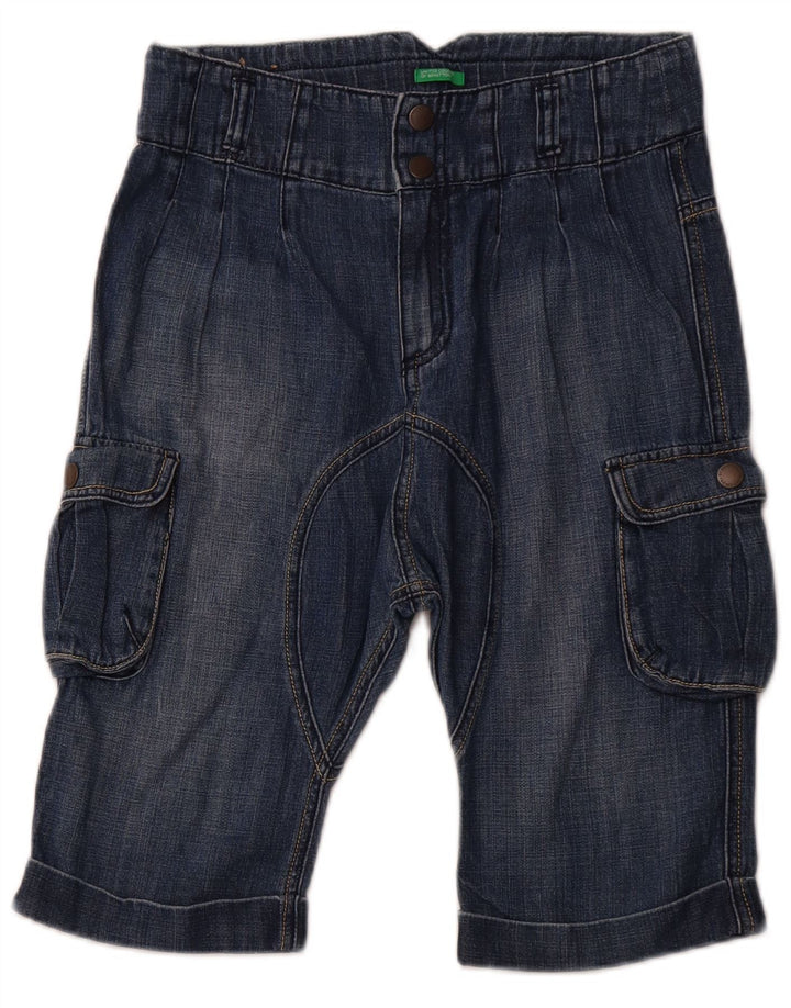 BENETTON Girls Cargo Denim Shorts 13-14 Years W28 Blue