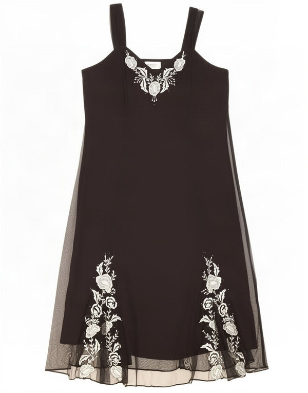 Rochie în formă de A fără mâneci pentru femei Wallis UK 14 Medium Black Floral Poliester