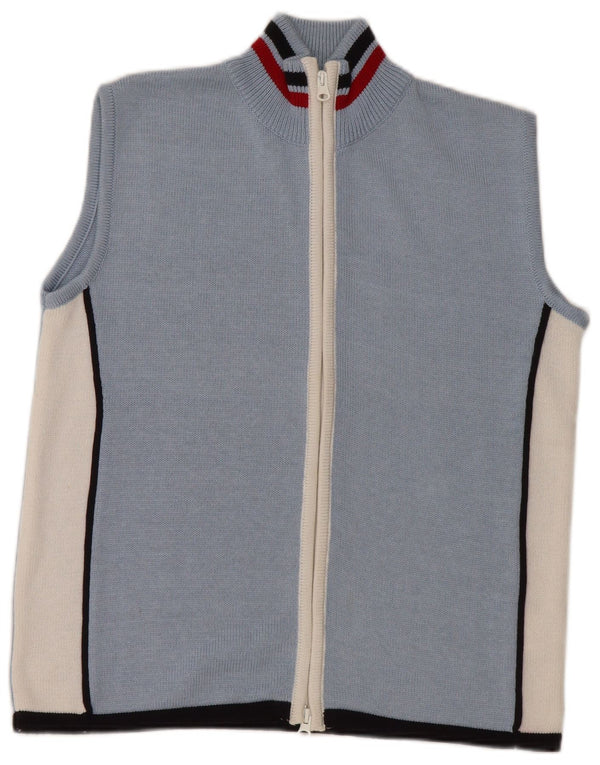 Pulover cardigan fără mâneci pentru femei VINTAGE UK 16, mare, albastru