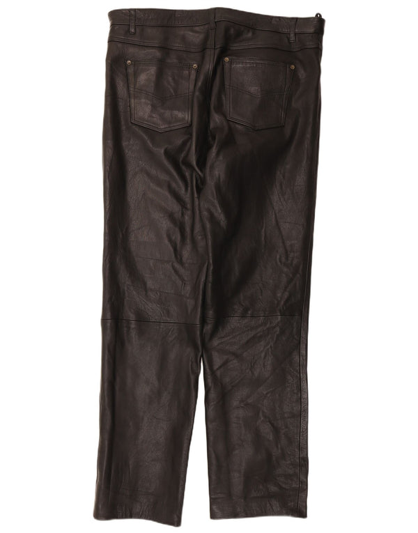 Pantaloni drepti din piele pentru bărbați Henson&Henson W42 L33 negru