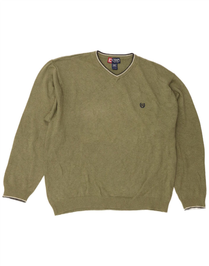 Pulover cu decolteu în V Chaps pentru bărbați, bumbac verde XL