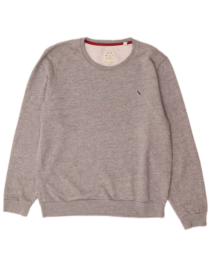 JACK WILLS Pulover pentru bărbați, bumbac cu pete, gri mediu