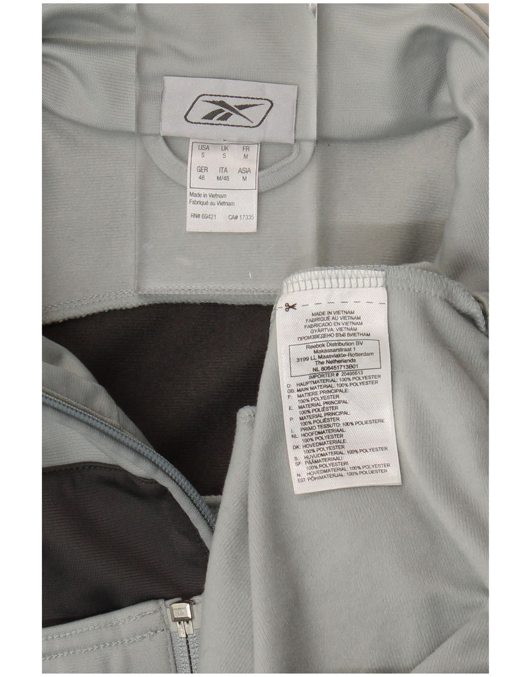 Jachetă de trening pentru bărbați Reebok, gri mic, poliester color bloc