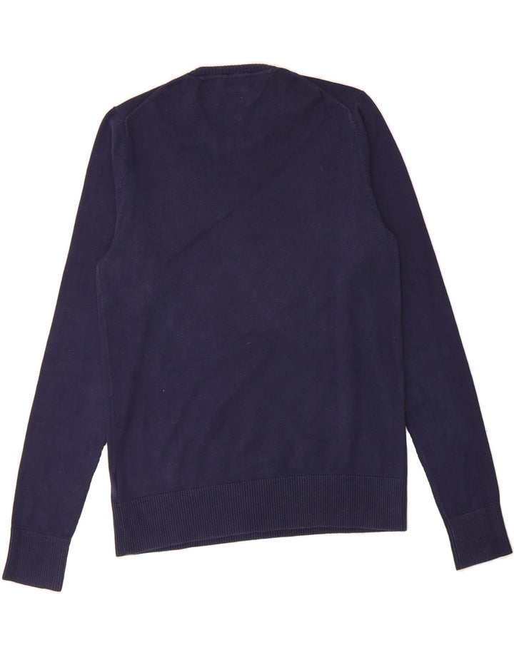 TOMMY HILFIGER Mens Crew Neck Jumper Sweater Medium Navy Blue Cotton Vintage Tommy Hilfiger and Second-Hand Tommy Hilfiger from Messina Hembry 