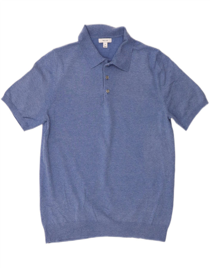 Tricou polo Reiss pentru bărbați, bumbac albastru mediu