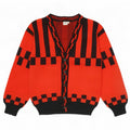 Pulover Cardigan Vintage pentru Damă EU 40 Roșu Mediu Geometric