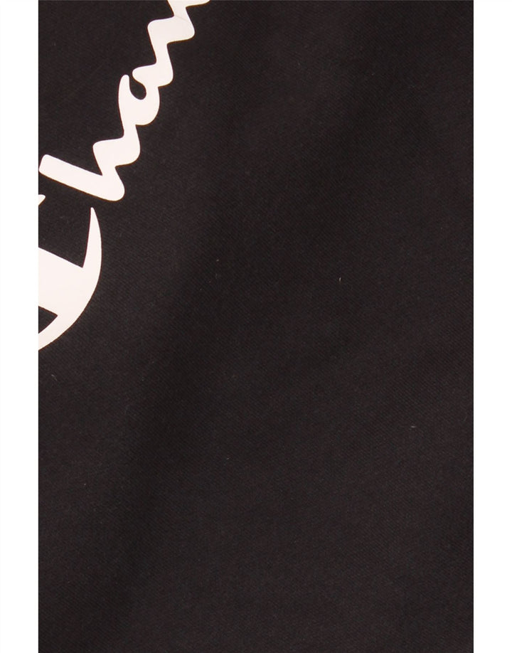 Pulover cu glugă grafic pentru bărbați CHAMPION, bumbac mediu negru