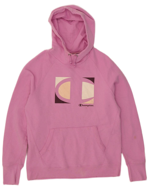 Pulover cu capota cu grafic pentru femei Champion UK 14 Roz mediu