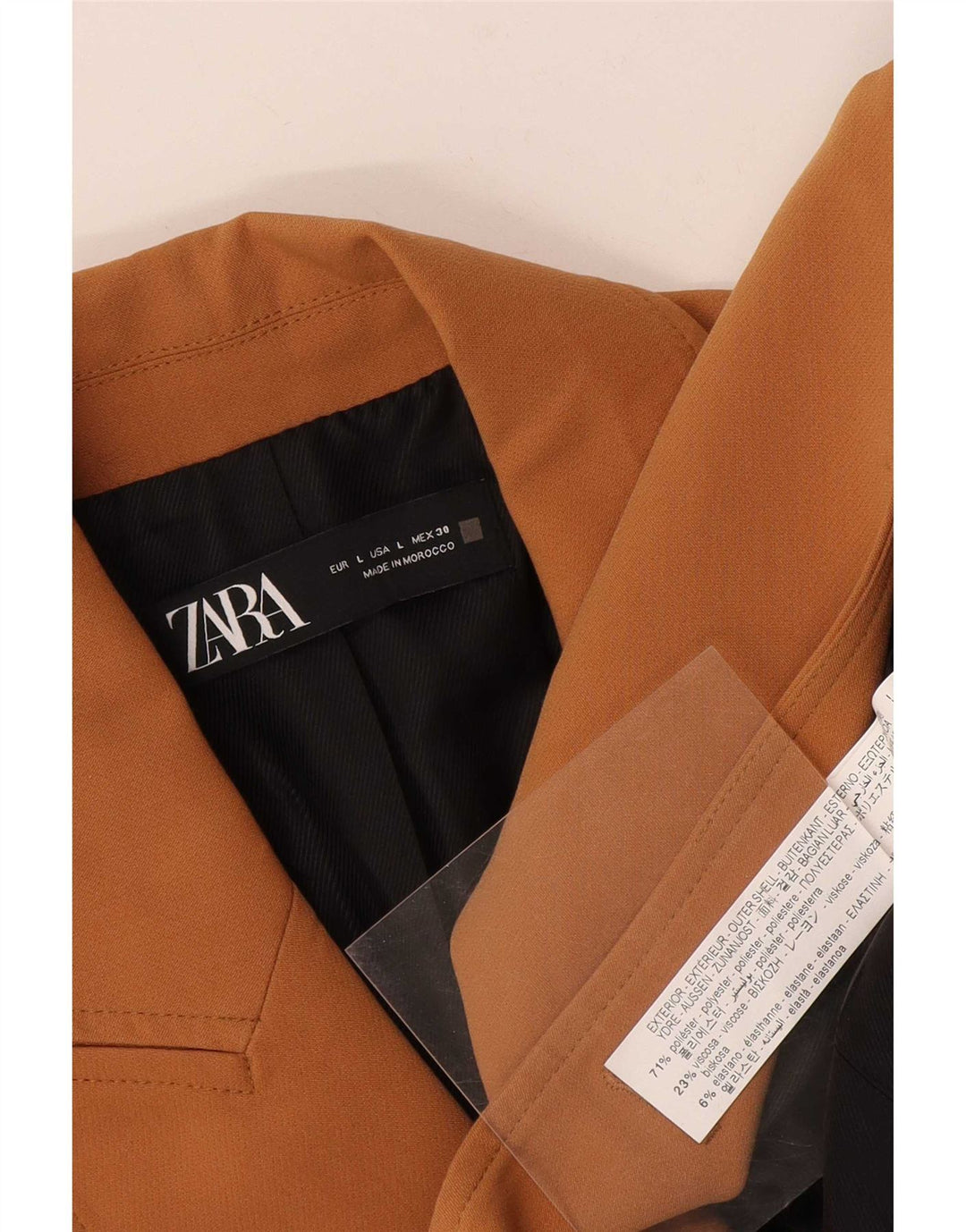Jachetă Blazer pentru femei Zara, cu două piept, UK 14, mare, maro, poliester