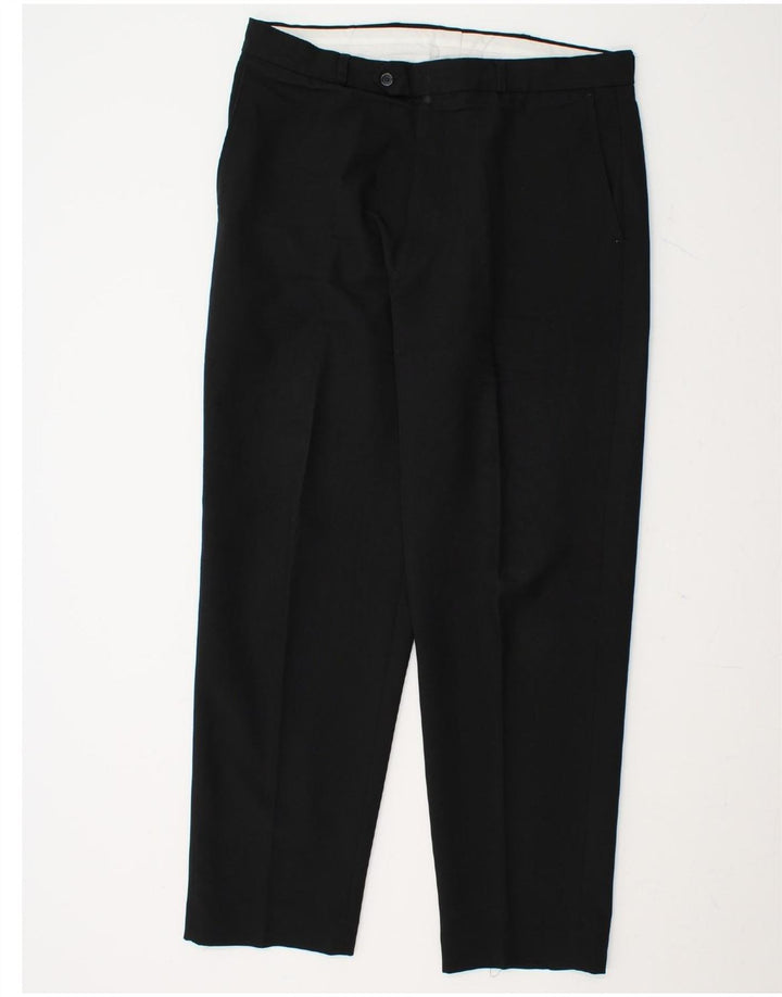 ST. BERNARD Mens Straight Suit Trousers  W36 L31 Black Polyester Vintage St. Bernard and Second-Hand St. Bernard from Messina Hembry 