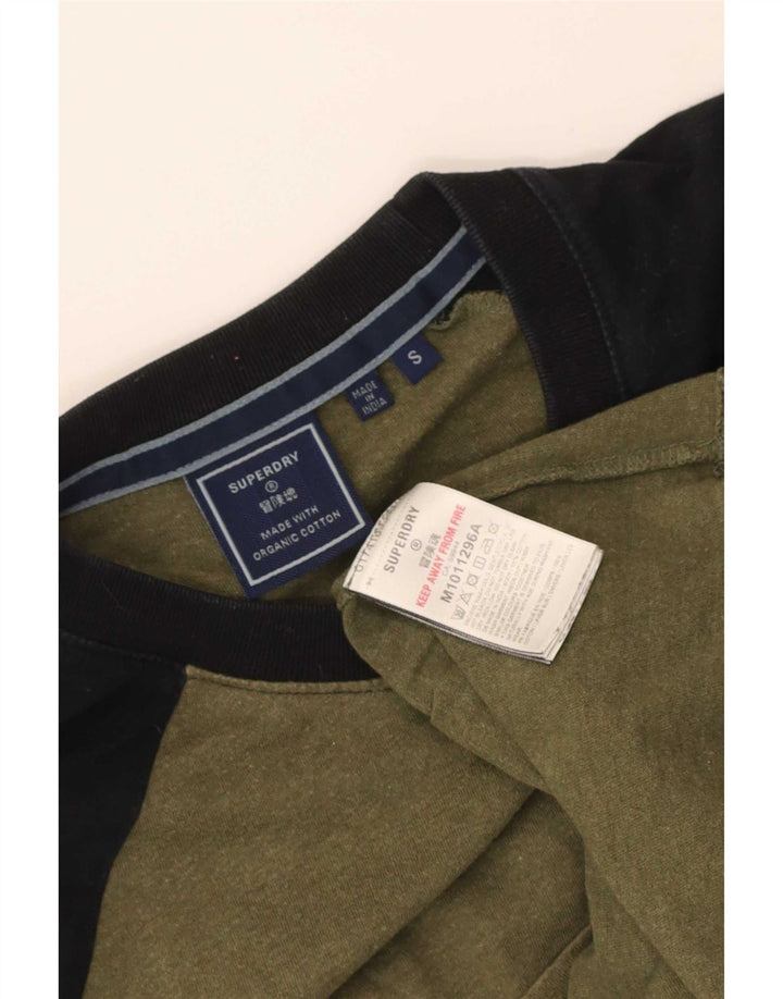 Tricou Superdry pentru bărbați Top mic kaki bumbac color bloc