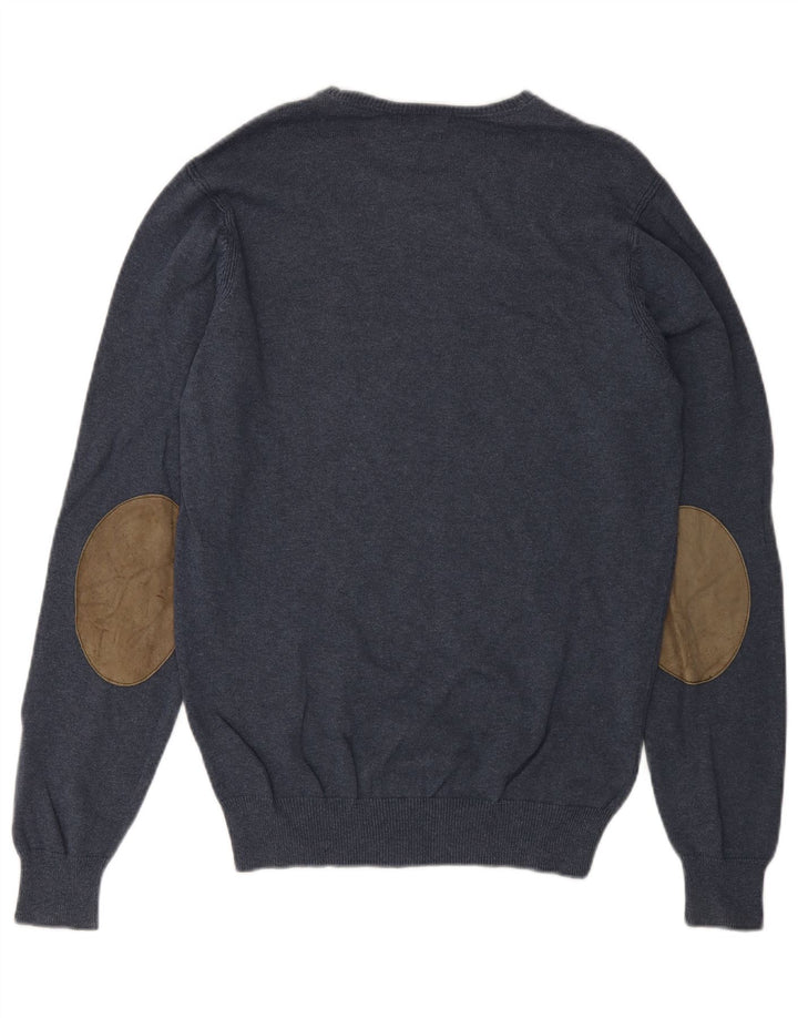 Pulover Massimo Dutti pentru bărbați cu gât crew pulover mic, albastru, bumbac