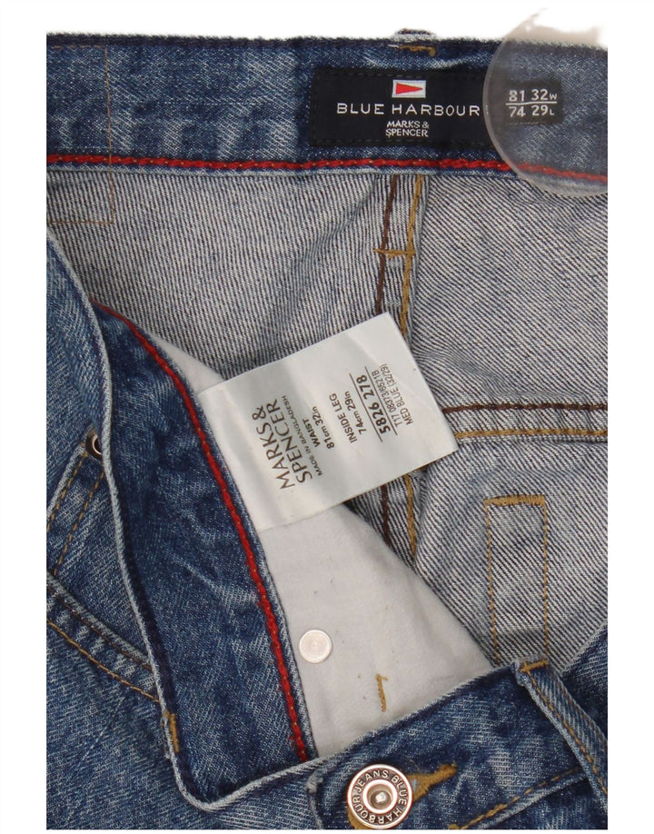 Blugi drepti pentru bărbați Marks & Spencer Blue Harbour W32 L29 Bumbac albastru
