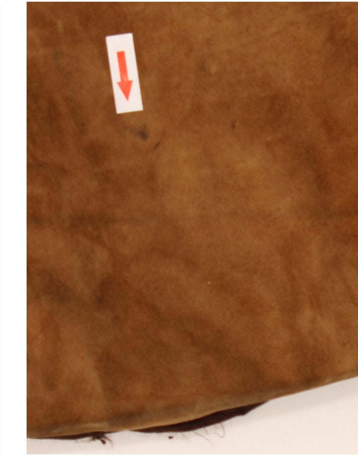 Jachetă vintage pentru femei de piele intoarsa UK 12 maro mediu colorblock
