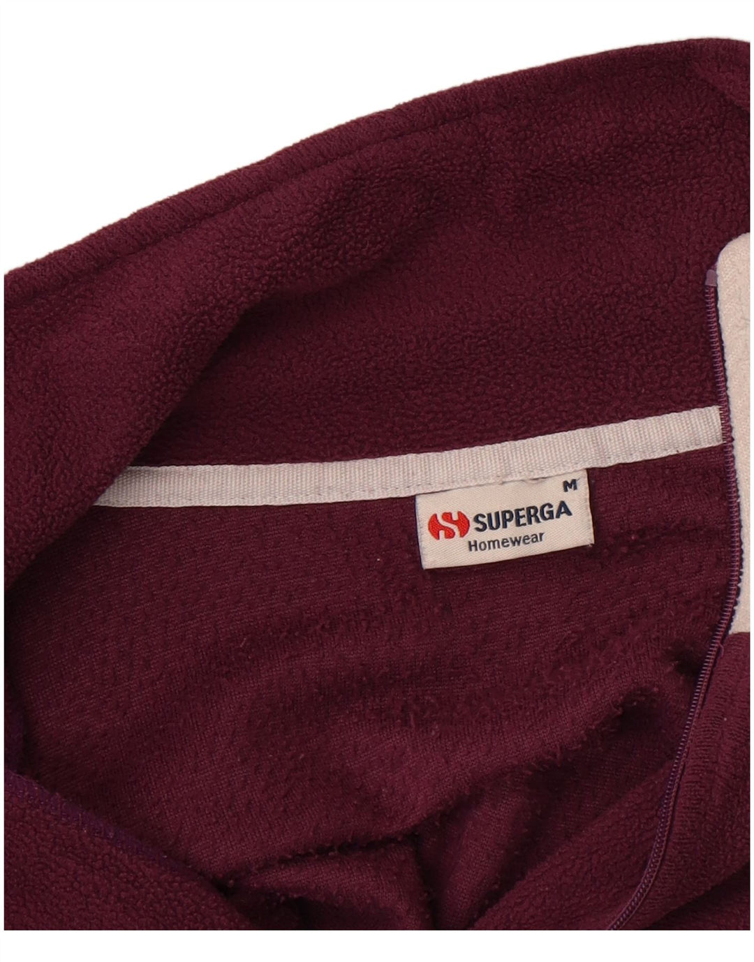 Pulover pentru bărbați Superga, cu fermoar și gât, fleece, mediu Burgundy