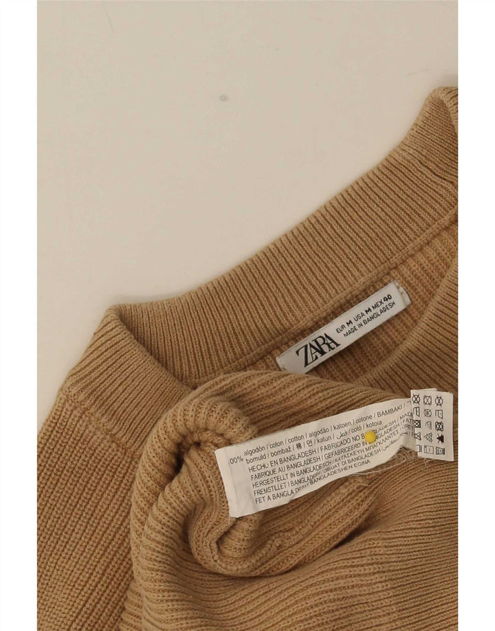 Pulover pentru bărbați Zara, cu gât crew, bumbac mediu bej
