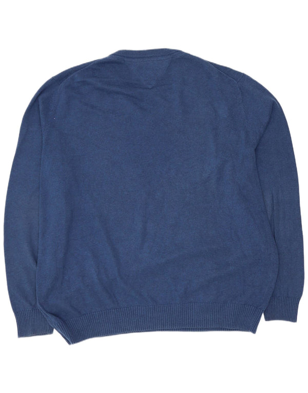 Pulover pentru bărbați Tommy Hilfiger, cu decolteu în V, XL, bumbac bleumarin
