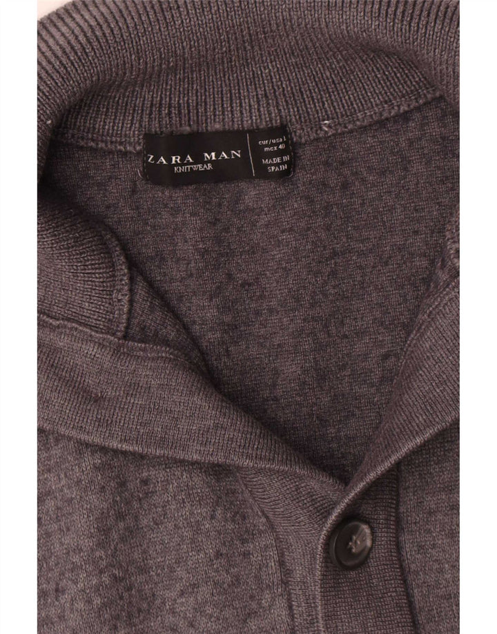 Pulover cardigan pentru bărbați Zara, lână mare, gri