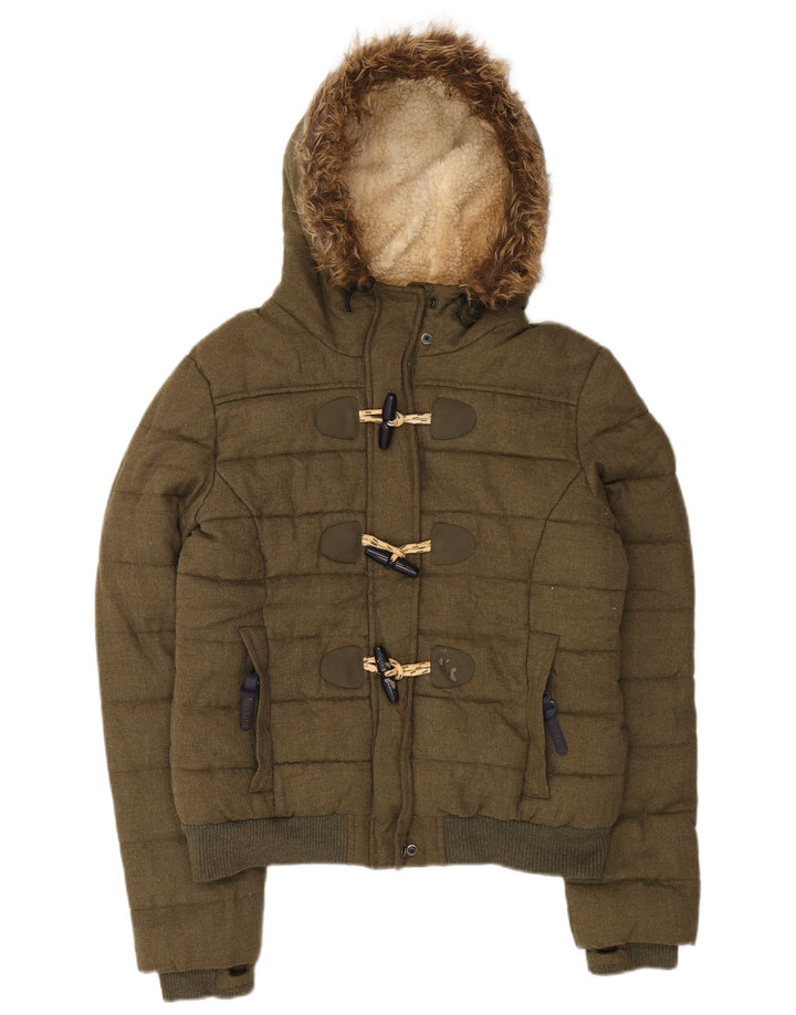 Jachetă căptușită cu glugă pentru femei Superdry UK 14 Medium Khaki Winter