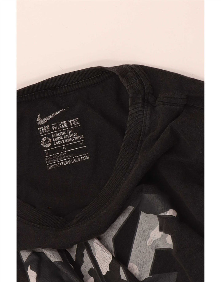 Tricou grafic Nike pentru bărbați, cu croială atletică, top mediu negru