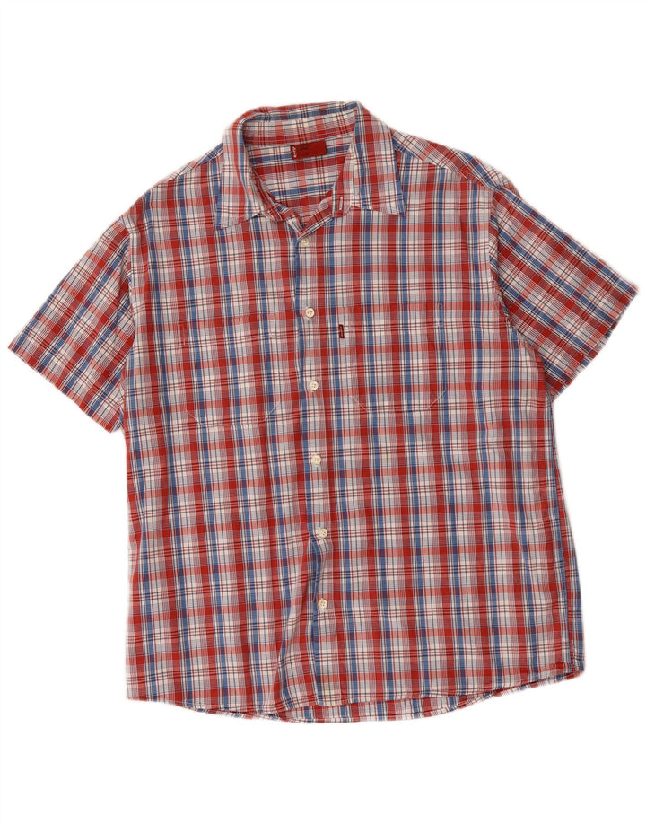Cămașă cu mânecă scurtă Levi's pentru bărbați, bumbac cu carouri mari, roșii