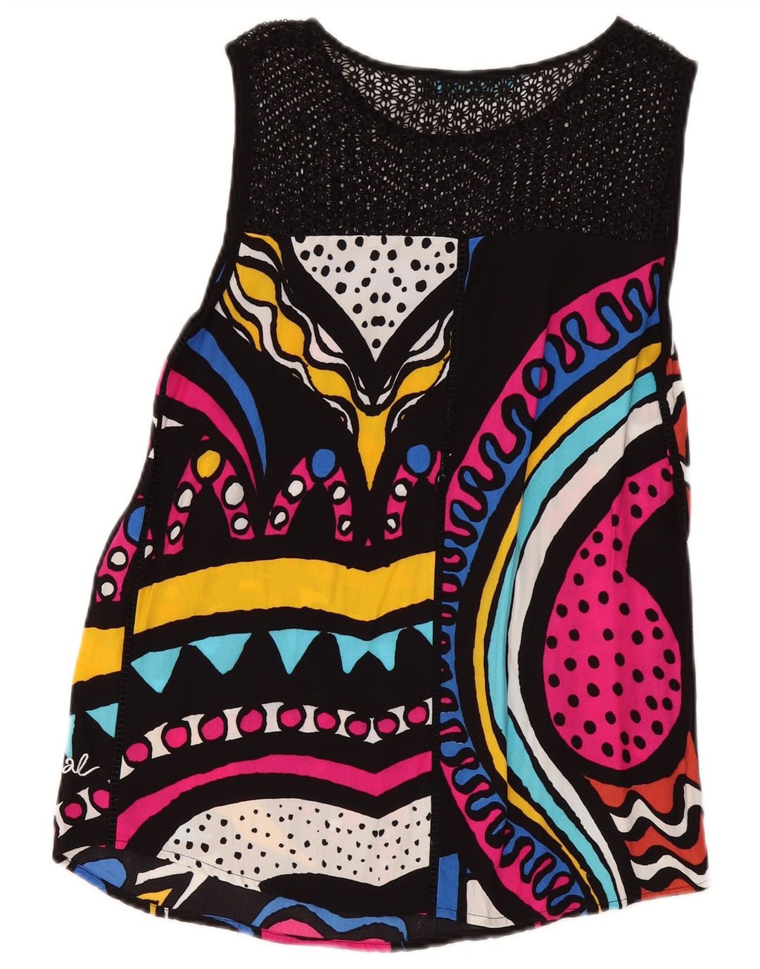 Top cu tunică grafică Desigual pentru femei UK 14 Medium Multicolor Geometric