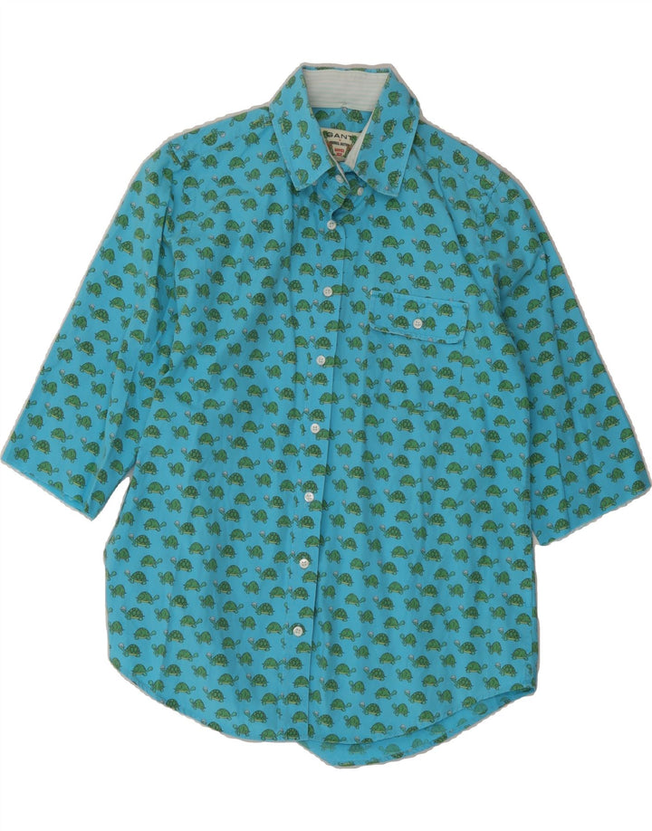 GANT Womens Graphic 3/4 Sleeve Shirt UK 14 Medium Blue Vintage Gant and Second-Hand Gant from Messina Hembry 