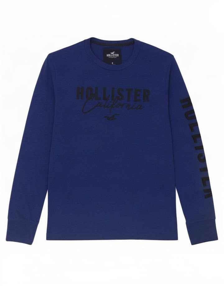 Top grafic Hollister pentru bărbați, cu mânecă lungă, mijlociu, bleumarin, pete