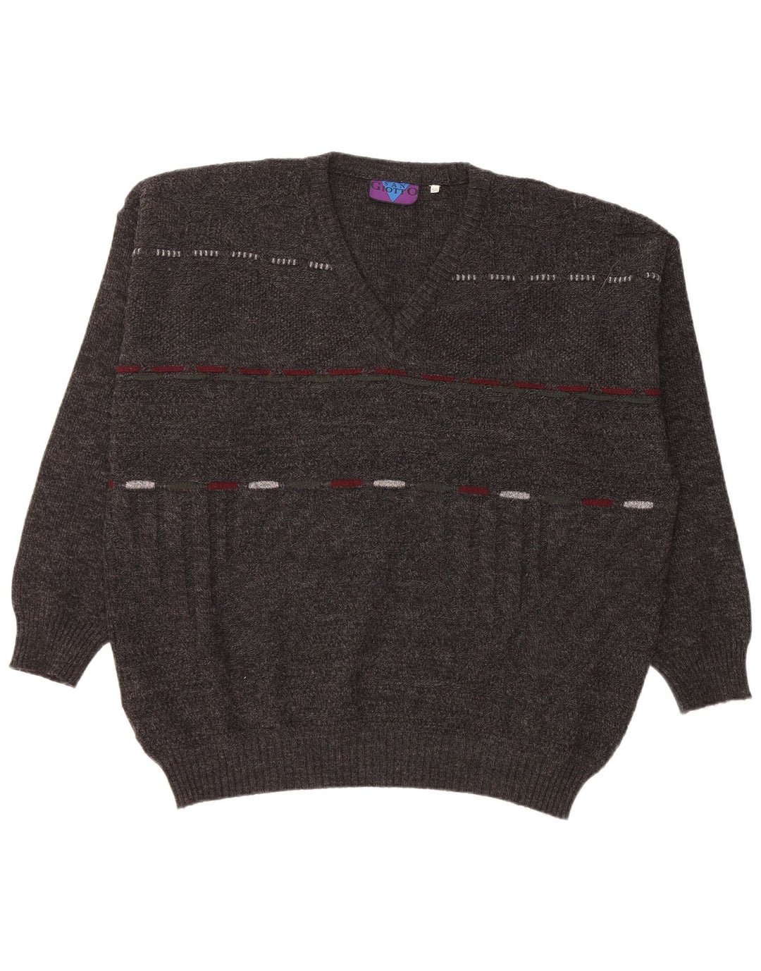 Pulover VINTAGE pentru bărbați cu decolteu în V IT 56 XL gri acrilic