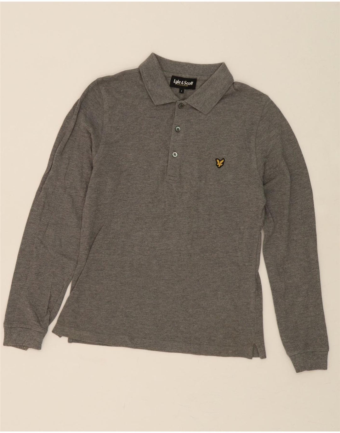 LYLE & SCOTT Womens Oversized Long Sleeve Polo Shirt UK 10 Small Grey Vintage Lyle & Scott and Second-Hand Lyle & Scott from Messina Hembry 