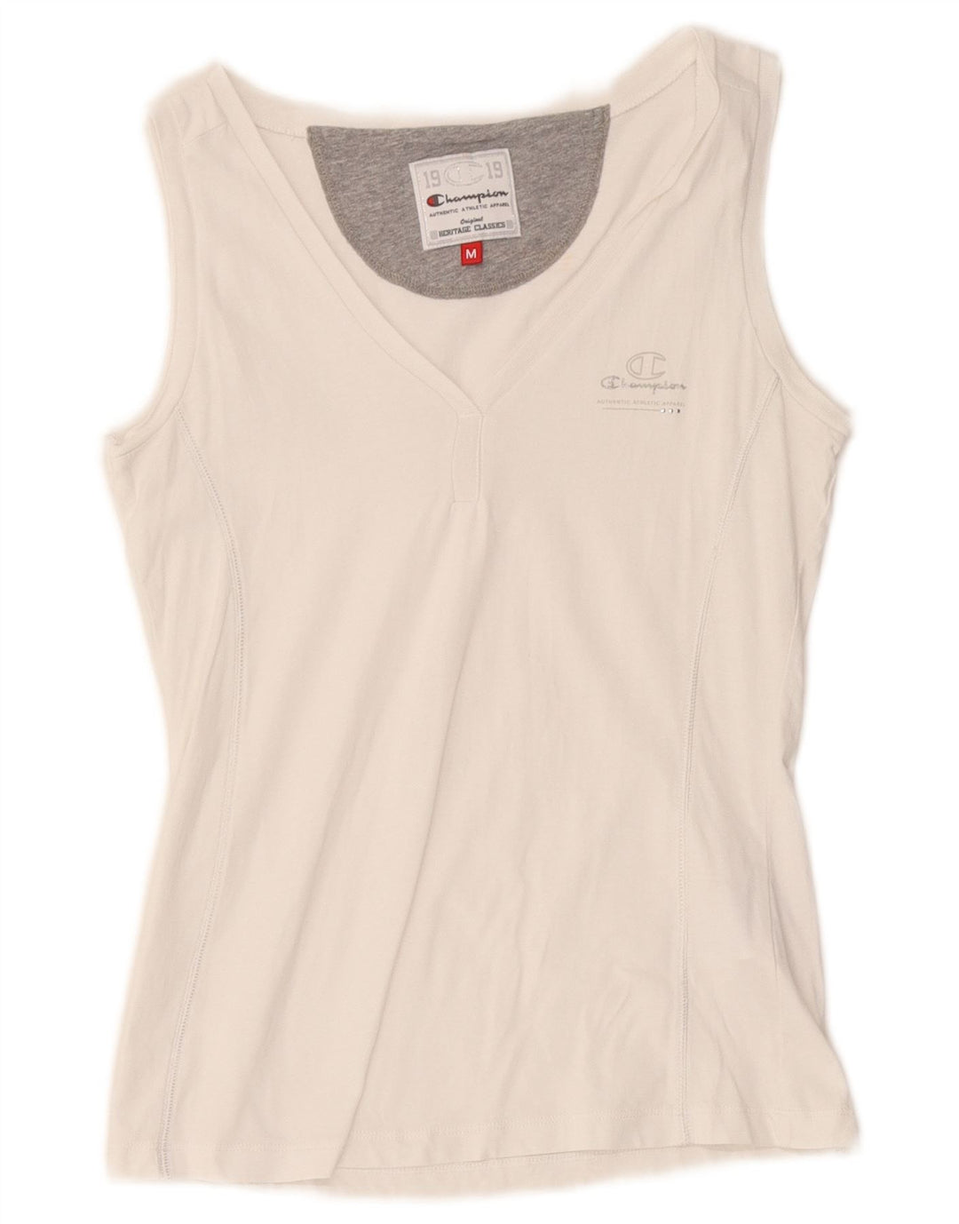 Champion Womens Heritage Classics Vest Top UK 12 Medium White Bumbac