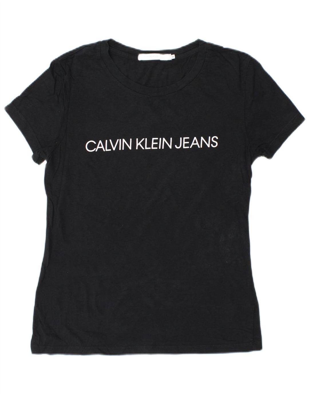 CALVIN KLEIN JEANS Tricou cu grafic pentru femei Top UK 12 Medium Black Bumbac