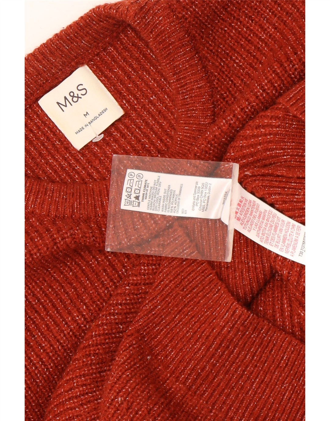 Pulover Marks & Spencer pentru bărbați, cu gâtul rotund, maro mediu cu pete