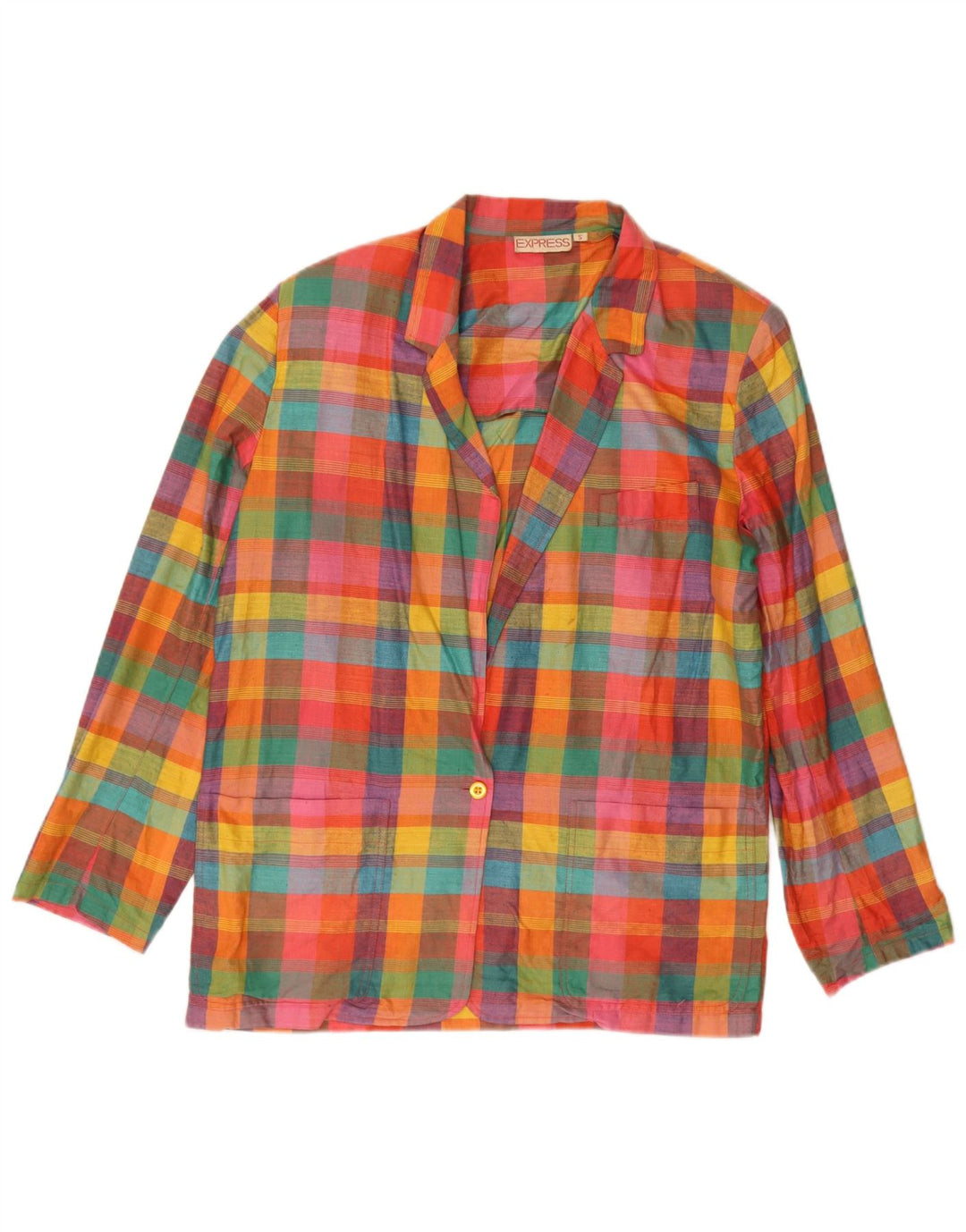 Jachetă Blazer pentru femei Express cu 1 nasture UK 10, mic, multicolor, cu carouri