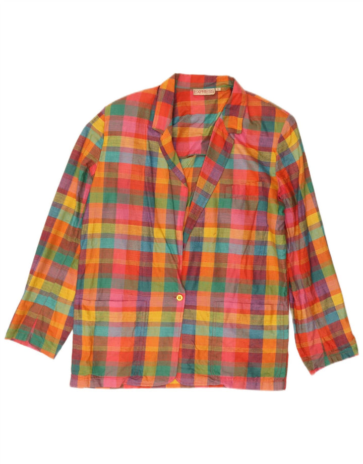 Jachetă Blazer pentru femei Express cu 1 nasture UK 10, mic, multicolor, cu carouri