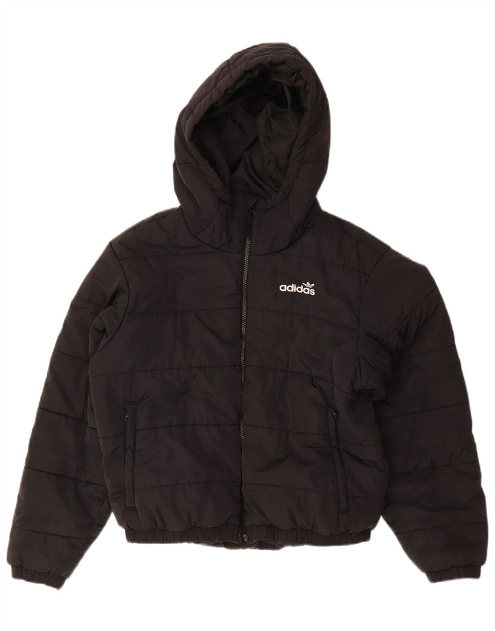 Jachetă căptușită cu glugă supradimensionată pentru femei Adidas UK 10 Small Black