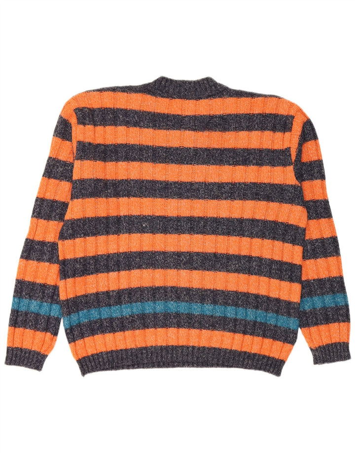Pulover cu decolteu în V Levi's pentru bărbați din lână de alpaca cu dungi portocalii