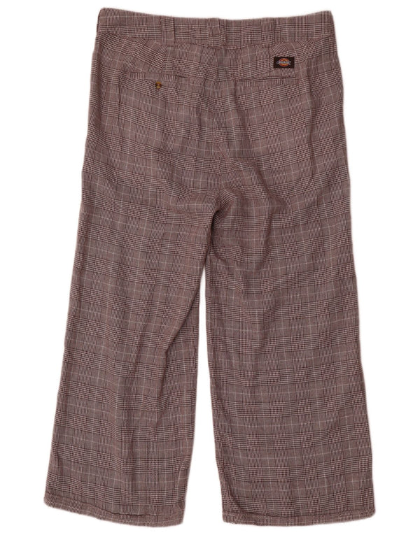 Pantaloni tăiați pentru femei Dickies, cu croiala relaxată, US 14 XL W34 L26, maro, carouri
