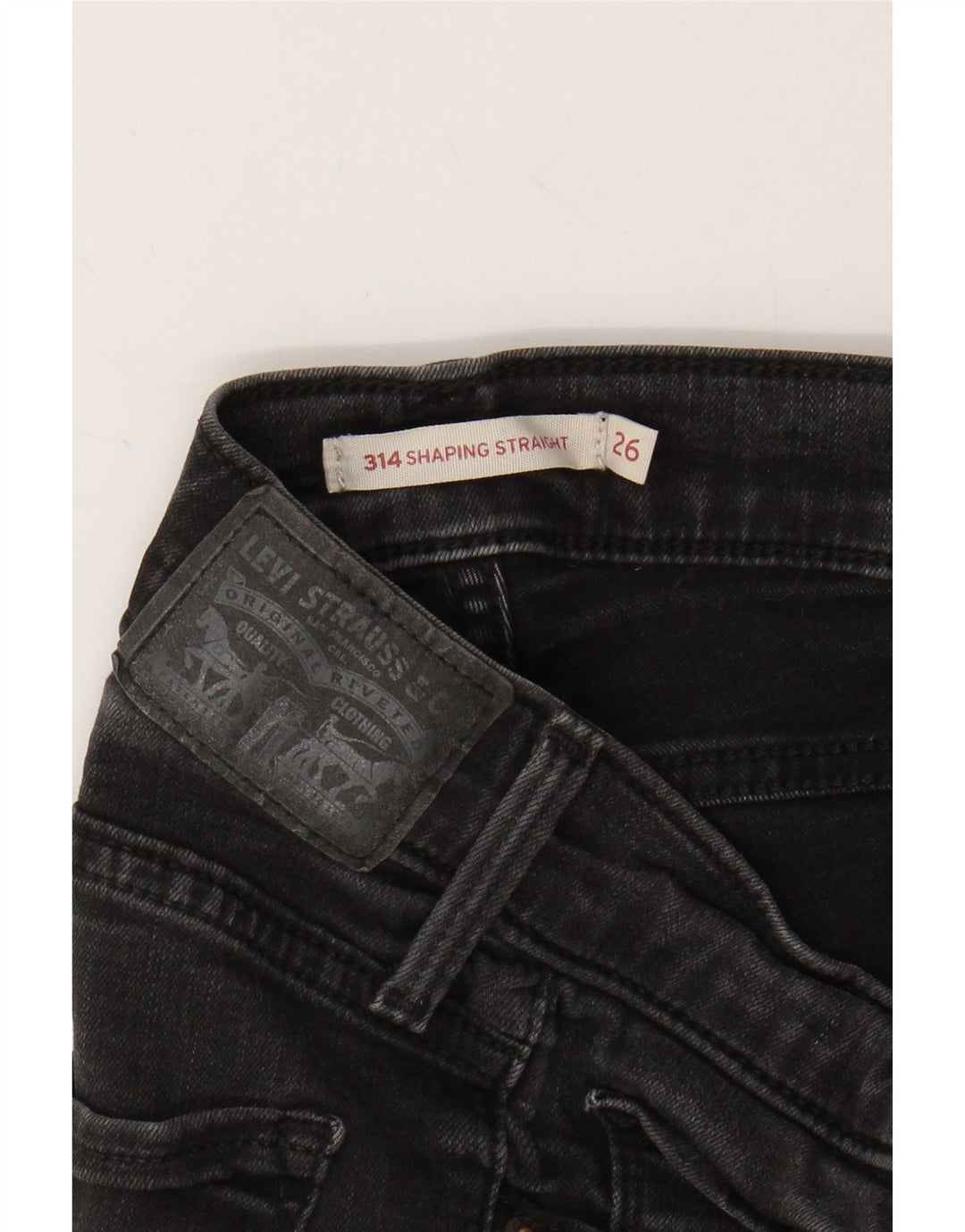 LEVI'S Womens 314 Shaping Straight Jeans W26 L30 Black Cotton Vintage Levi's and Second-Hand Levi's from Messina Hembry 