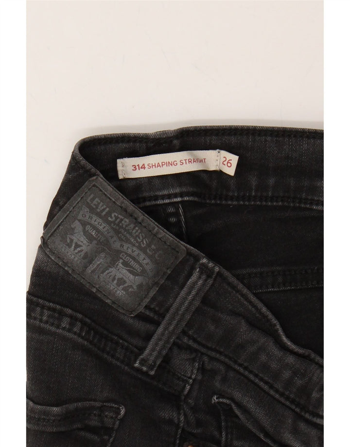 LEVI'S Womens 314 Shaping Straight Jeans W26 L30 Black Cotton Vintage Levi's and Second-Hand Levi's from Messina Hembry 