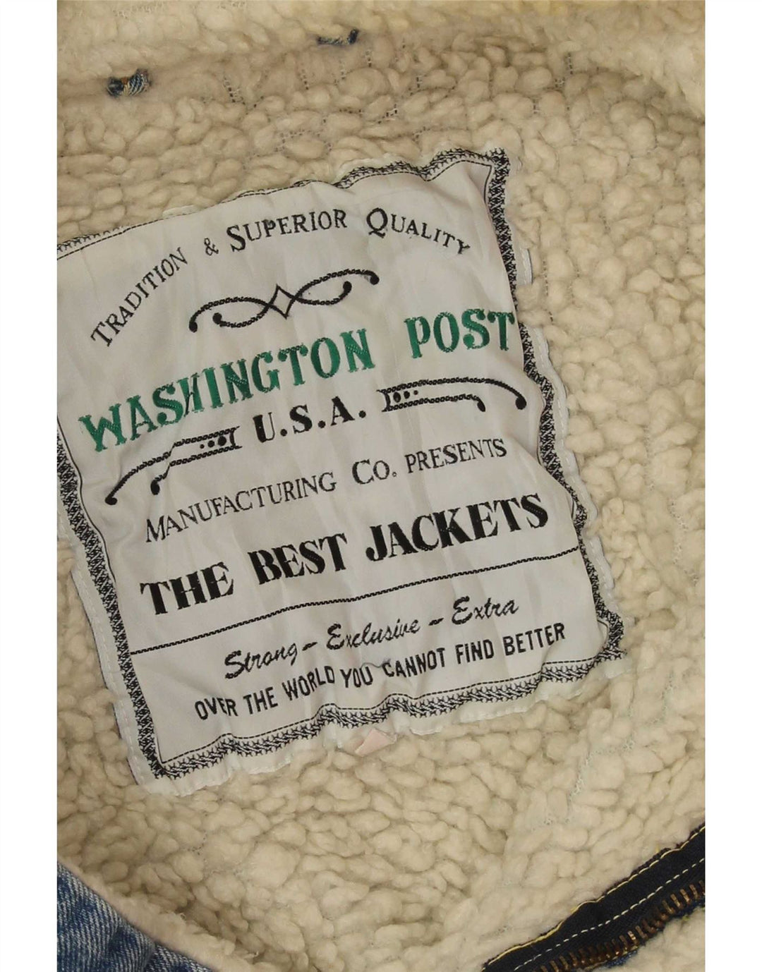 Jachetă din denim Sherpa pentru bărbați vintage UK 38, albastru mediu