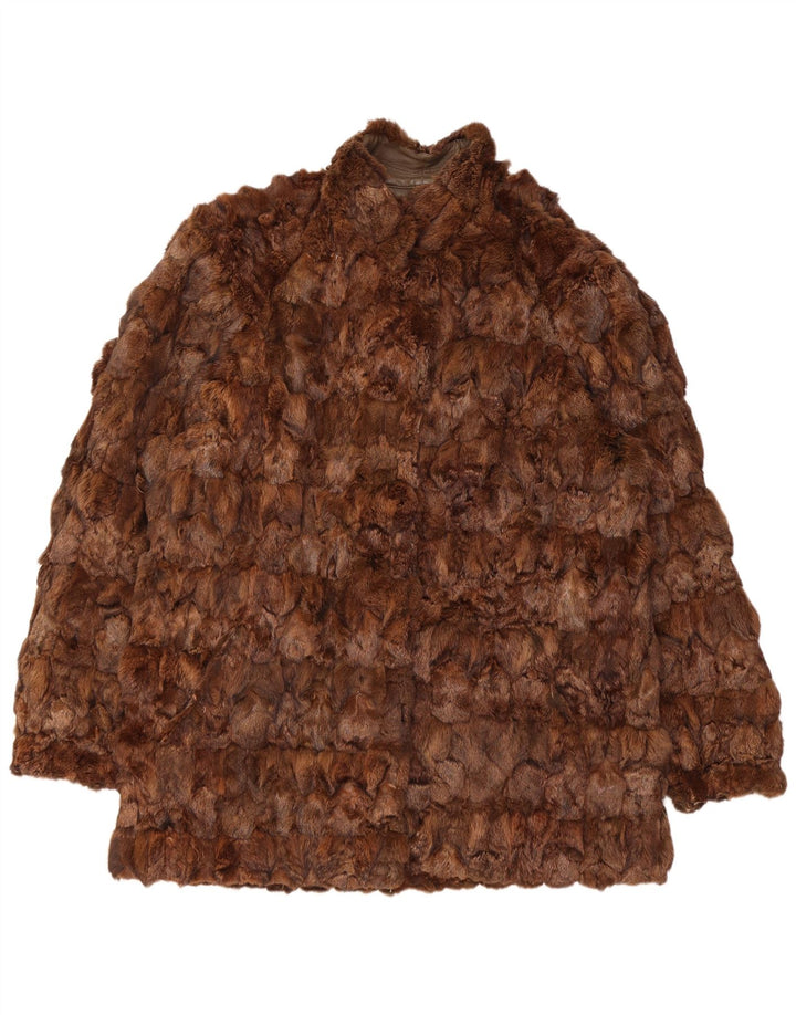 Palton reversibil din piele vintage pentru femei UK 16, piele maro mare