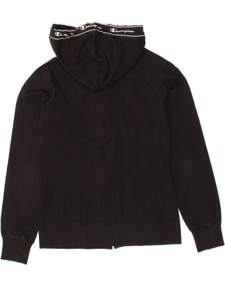 CHAMPION Womens Graphic Zip Hoodie Sweater UK 12 Medium Black Vintage Champion and Second-Hand Champion from Messina Hembry 