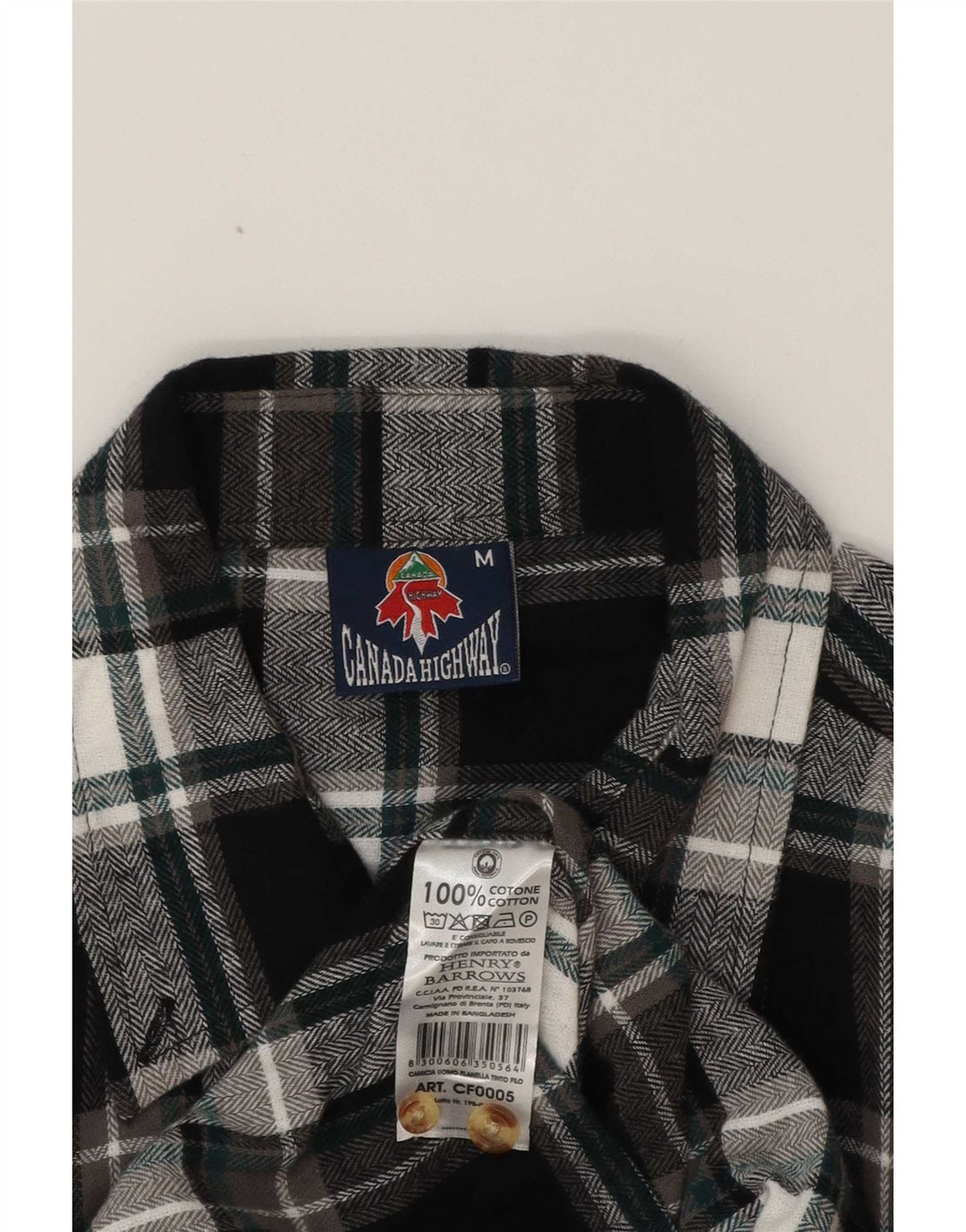 Cămașă de flanel vintage pentru bărbați, bumbac cu carouri negru mediu