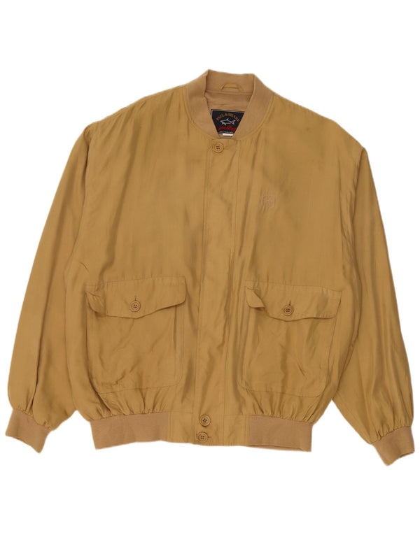 Jachetă bomber pentru bărbați Paul & Shark UK 42 XL mătase galbenă